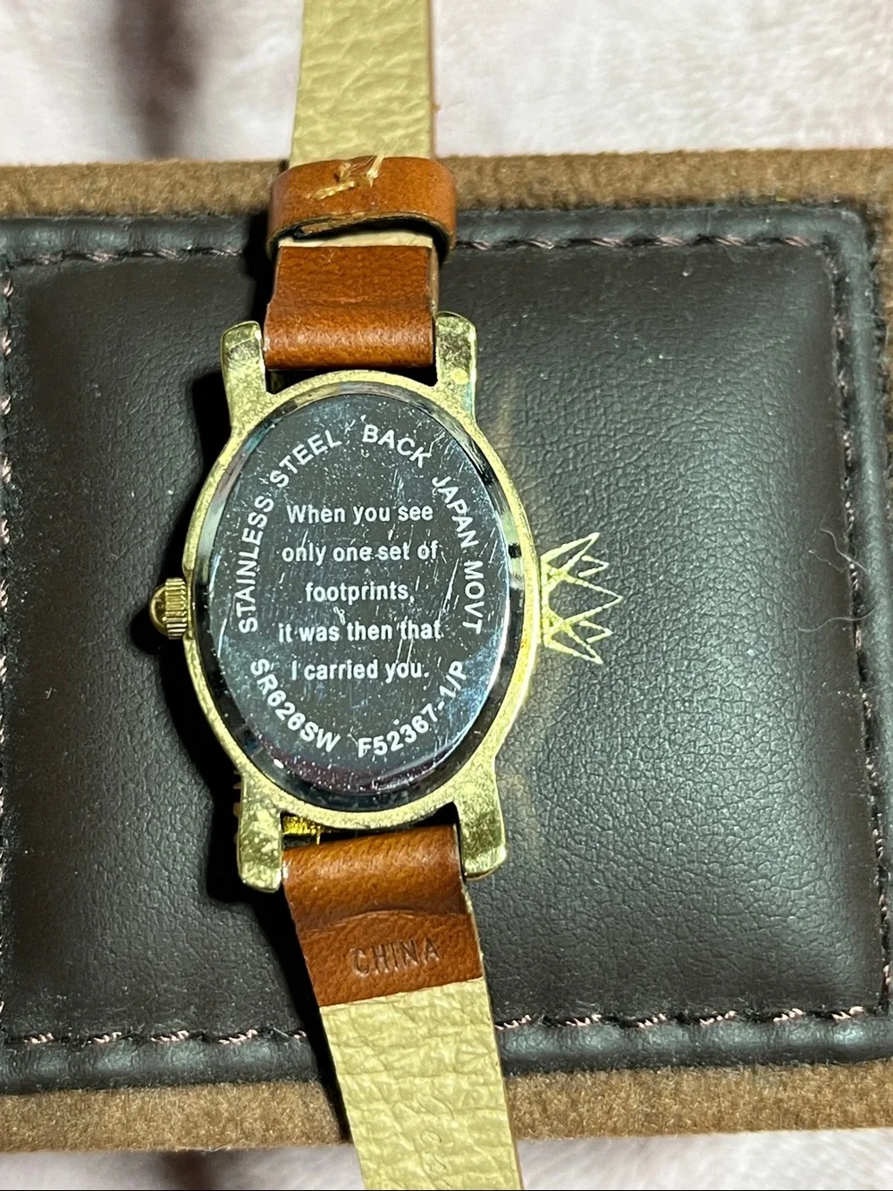 Leather Footprint Strap Women's Watch - Brown